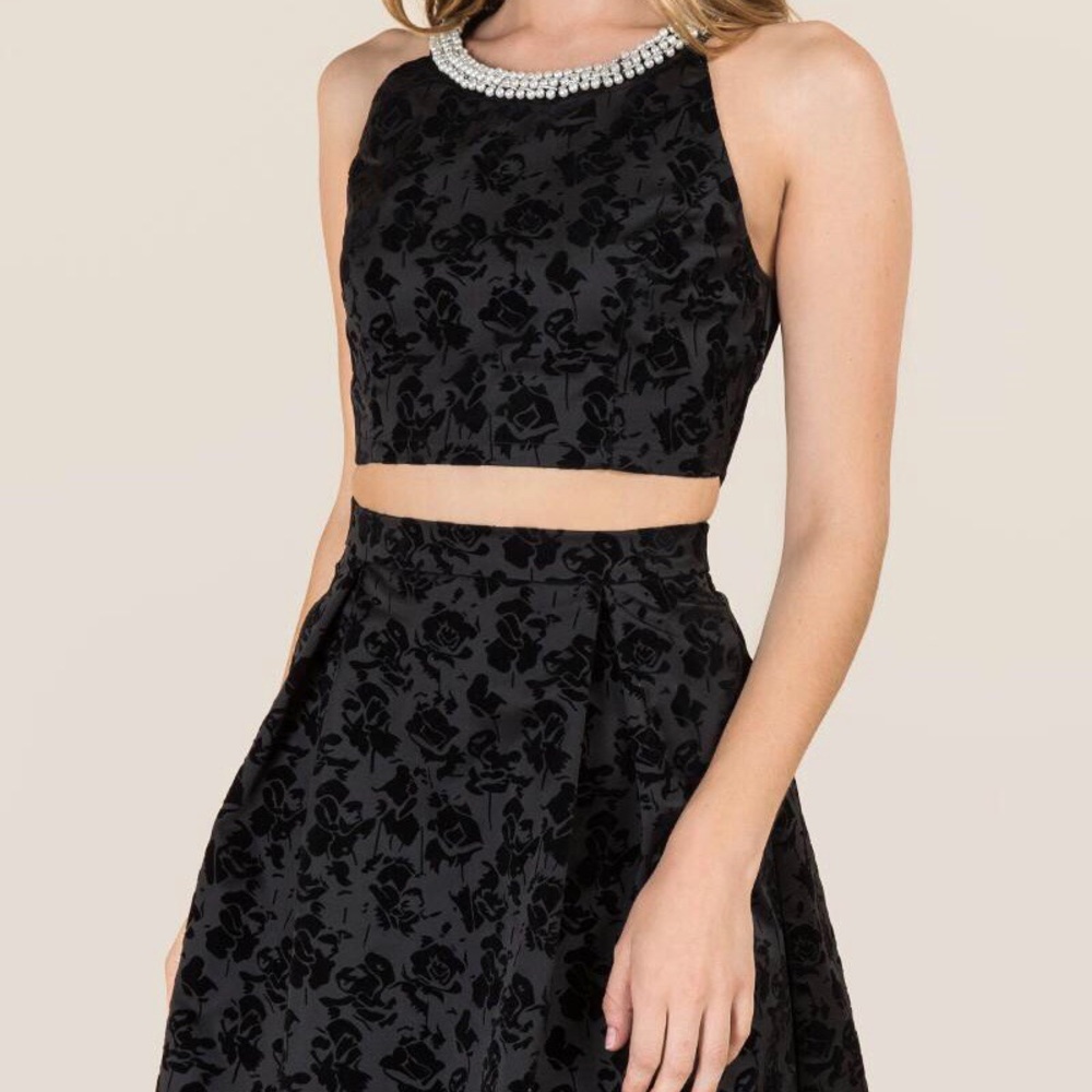 Francesca’s black and pearl cocktail dress